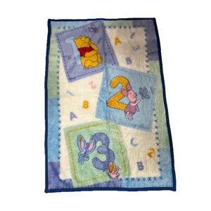 Vtg Crown Crafts Winnie The Pooh Baby Blanket 1 2 3 30"x45" Rare